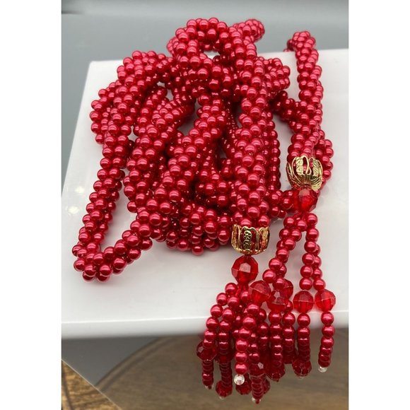 Crocheted Seed Pearls Rope Lariat, Elegant Flapper Sautoir, Vintage Necklace - Picture 5 of 5